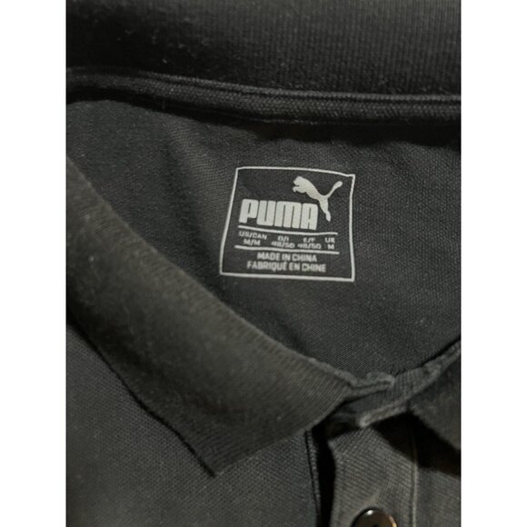 Rare Puma x Ferrari Polo Mens Medium‎ Black Faded Logo Button Faded Short Sleeve - Picture 4 of 11